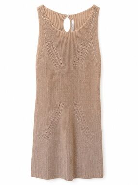 Ermanno Scervino Beige Knit Sweater with Crystal Embellishment